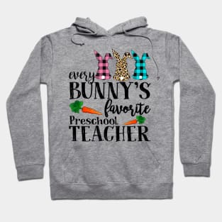 Every Bunny's Favorite Preschool Teacher Leopard Buffalo Bunny Easter Day Hoodie